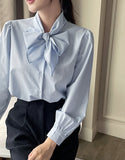 Daymu Tie Shirring Blouse