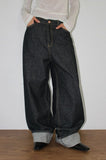 (NON-FADE) LABEL POINT ROLL-UP DENIM