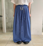 Gyudi Summer Check Banding Wide Pants