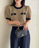 Demont Color Matching Tweed Puff Knit