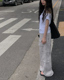 Daming One Shoulder Off Shirring Ribbon T-Shirt