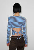 (Brushed) TIE-BACK STRIPE LONGSLEEVE