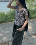 Enha Check Hood String Shirt