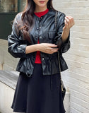 Kiez Round String Leather Short Jacket