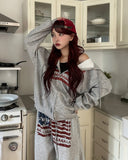 America Crop Hooded Zip-Up