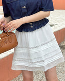 Alou Punching Lace Banding Mini Skirt Pants