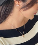 Romance Cubic Ribbon Pearl Earrings