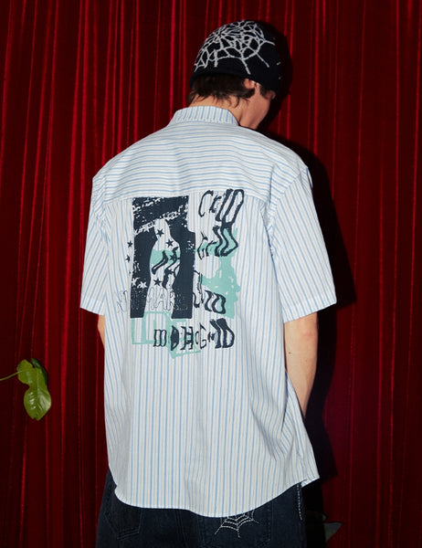 mahagrid(マハグリッド) - DISORDER STRIPE ZIP UP S/S SHIRT – einz.jp