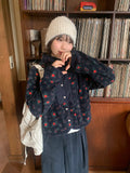 Etohi Flower Button Crop Fleece Jacket