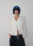 OPEN FRONT FRILL BLOUSE