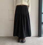 Enno Belt Corduroy Banding Long Skirt
