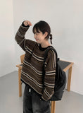 Haruku Stripe Mix Over Knit
