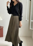 Colby Suede Belt Banding Pleated Skirt