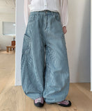 Tsuminko Stripe Balloon Denim Cargo Pants