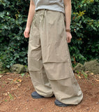 Hidon string wide parachute pants