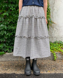 Hebit Seersucker Check Frill Long Skirt