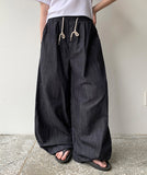 Harmons Track Raw Denim Banding Wide Pants