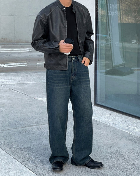 【MODERNIF】Sand brush wide denim pants modernif (モダンイフ) - サンドブラッシュワイドデニムパンツ