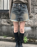 Eoseun Denim Wash Mini Skirt