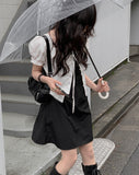 Anne Ribbon Puff Short Sleeve Blouse