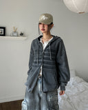 American Flag Pigment Knit Hood Zip-Up