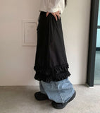 Enfu Banding Frill Tiered Midi Skirt