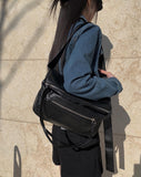 Crack square leather cross bag
