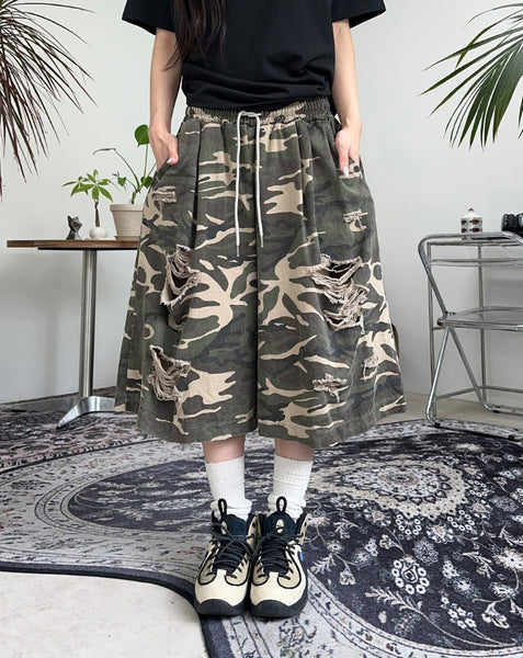 【SATIIIZ】Bark Vintage Camo Bermuda Pants modernif (モダンイフ) - バークヴィンテージカモバミューダ