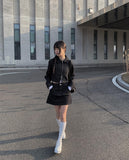 Dobby Black Denim Crop Jacket