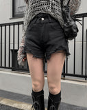 Chemi Black Damage Short Pants