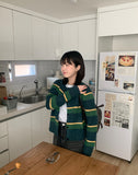 Enmode color stripe round cardigan