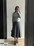 Milka Wool Brushed Pleats Long Skirt
