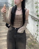 Hako Sand Washing Pintuck Wide Pants