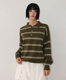 STRIPED COLLAR KNIT