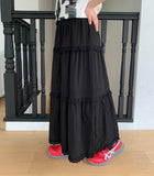 Haltri Lace Tiered Banding Long Skirt