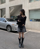 Dinto Muffler Unbalance Cardigan Set