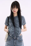 Active hooded nylon shirring zip-up
