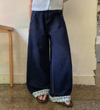 Hilet Ribbon Roll-up Denim Wide Pants