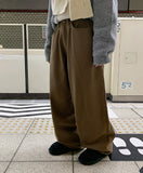 Femo back banding brushed cotton wide pants