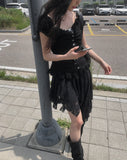 Shuri Puff Lace Short Sleeve Blouse