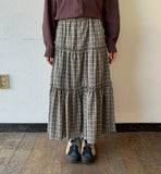 Wendell Check Frill Banding Long Skirt