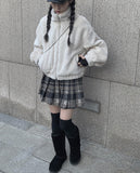 Alice Wool Check Pleated Skirt