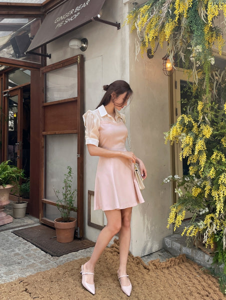 I AM MARI (アイアムマリ) - メロニン配色フレアワンピース I AM MARI (アイアムマリ) - メロニン配色フレアワンピース