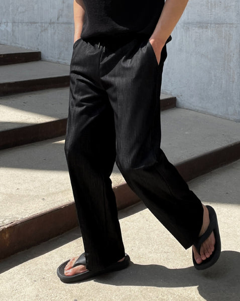 【MODERNIF】Air cool spandex denim wide pants modernif (モダンイフ) - エアクールスパンデニムワイドパンツ