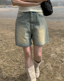 Yellow Tin Washing Short Denim Pants