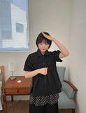 Yante Shirring Lace Short Sleeve Shirt