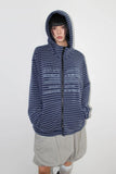 LETTERING STRIPE KNIT HOODIE