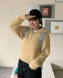 Eponde wool hachi half-zip collar knit