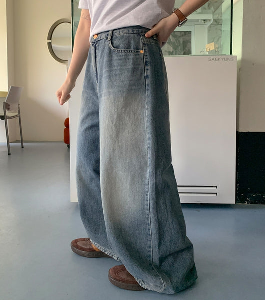 【BAON】Nella Washing Wide Denim Pants XL~ 