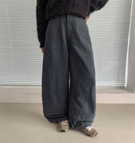 Hebender Stitch Patch Cotton Banding Wide Pants